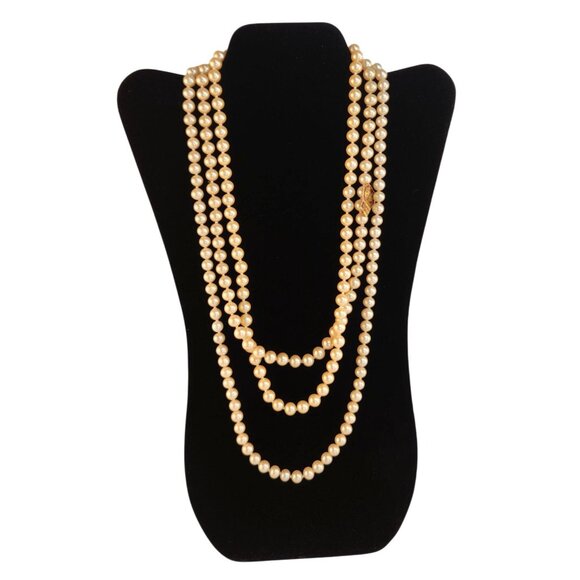 Vintage Simulated Duchess Pearls Pearl Necklace H&S Originals With Ornate Gold T - Picture 1 of 12